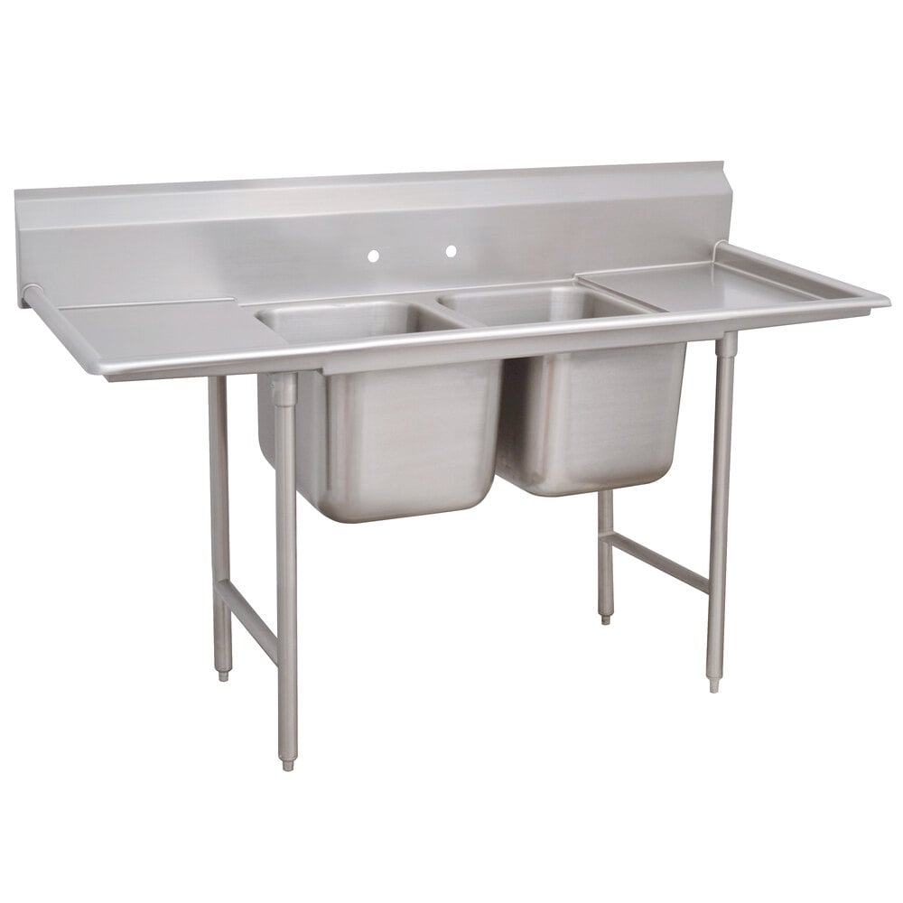 Advance Tabco 9-22-40-24RL Super Saver Two Compartment Pot Sink with Two Drainboards - 93"