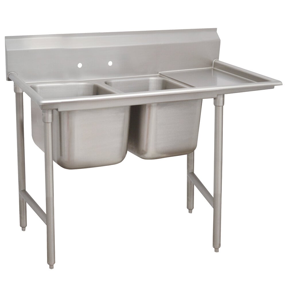 Advance Tabco 9-22-40-18 Super Saver Two Compartment Pot Sink with One Drainboard - 66" - Right Drainboard