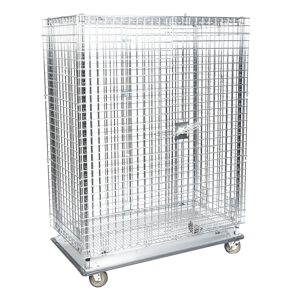 Metro SEC55LC Chrome Mobile Heavy Duty Wire Security Cabinet - 50 1/2" x 28 1/16" x 68 1/2"