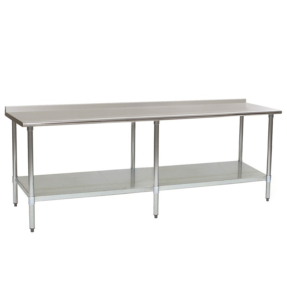 Eagle Group UT30108E 30" x 108" Stainless Steel Work Table with Undershelf and 1 1/2" Backsplash