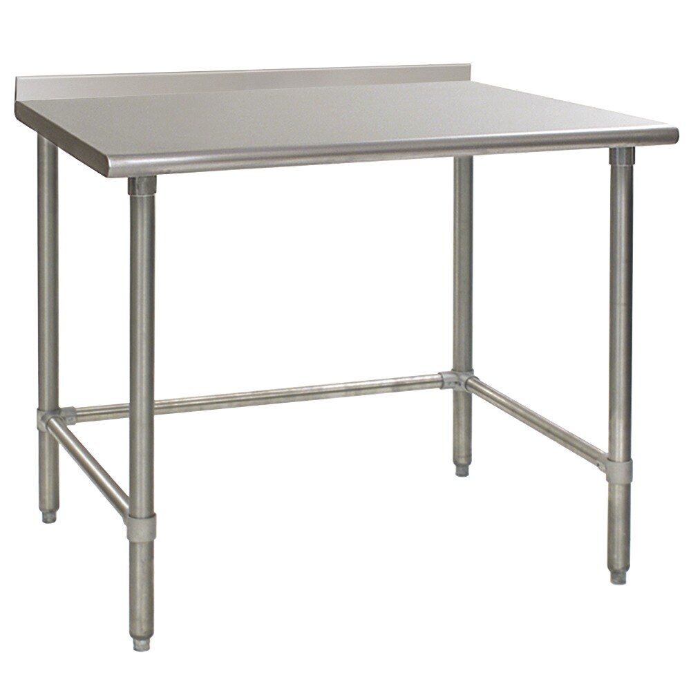 Eagle Group UT3660TE 36" x 60" Open Base Stainless Steel Commercial Work Table with 1 1/2" Backsplash
