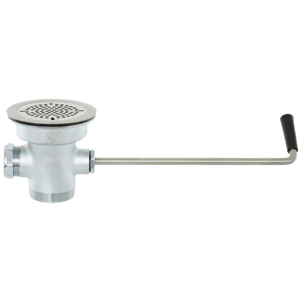 T&S B-3950-01-SB Twist Waste Valve with Overflow Assembly and Removable Strainer Basket - 3 1/2" Sink Opening