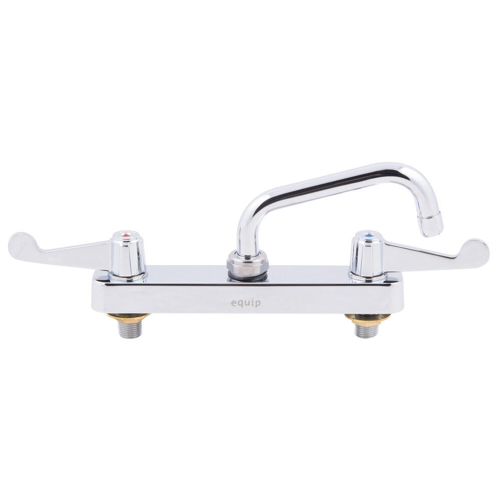 Equip by T&S 5F-8CWX06 Deck Mounted Workboard Faucet with 6 1/8" Swing Spout, 8" Centers, 5.03 GPM Laminar Flow Device, Cerama Cartridges, and Wrist Handles