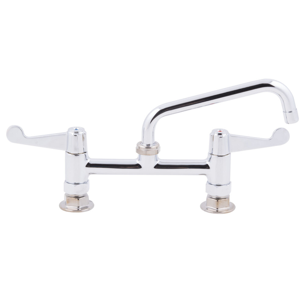 Equip by T&S 5F-8DWX08 Deck Mounted Faucet with 8" Adjustable Centers, 8 1/8" Swing Spout, 5.27 GPM Laminar Flow Device, Cerama Cartridges, and Wrist Handles
