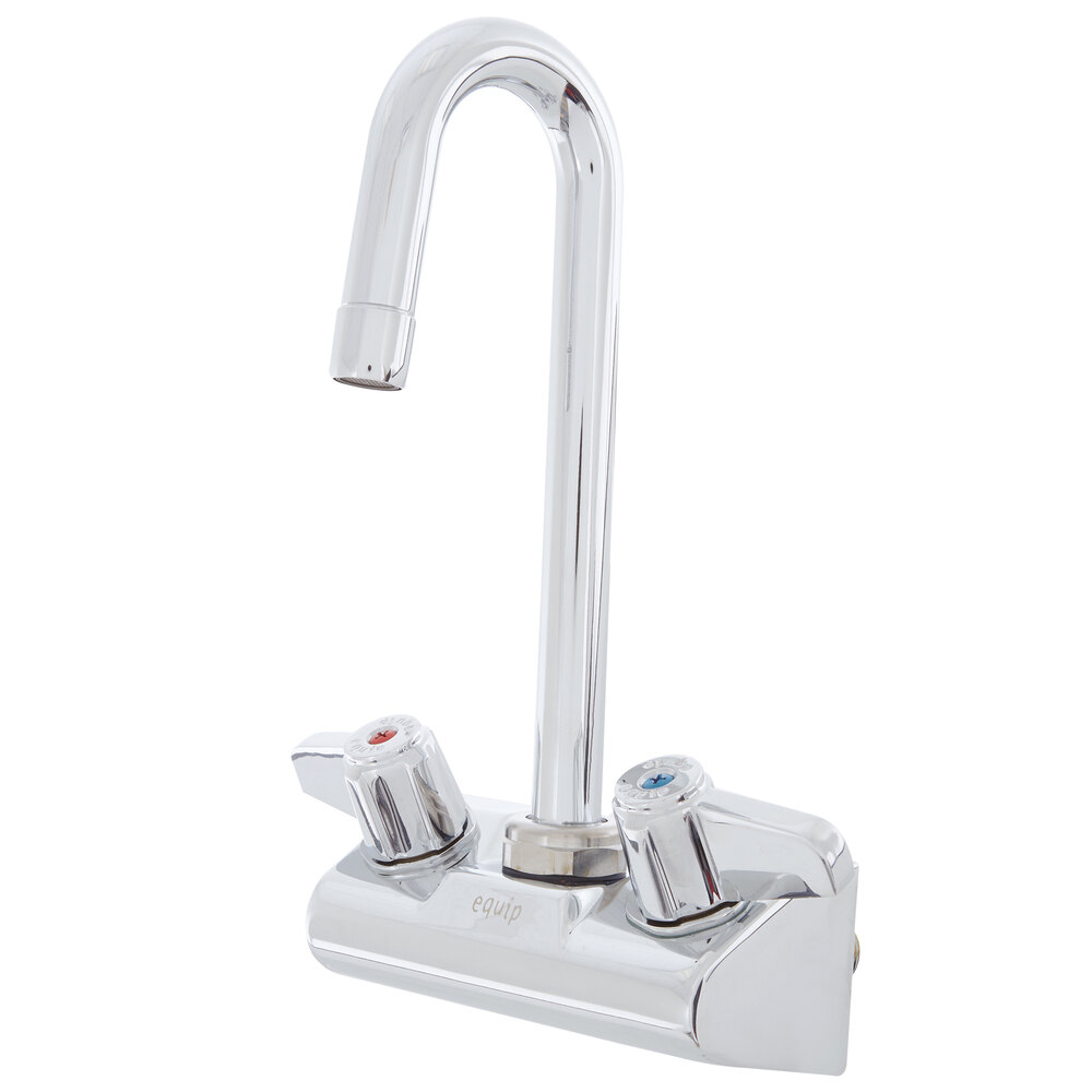 Equip by T&S 5F-4WLX03 Wall Mounted Faucet with 2 13/16" Gooseneck Spout, 4" Centers, 2.2 GPM Aerator, and Lever Handles