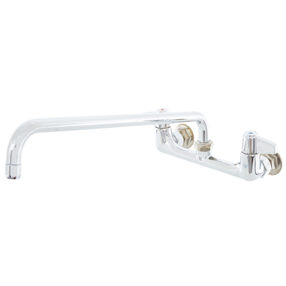 Equip by T&S 5F-8WLX16 Wall Mounted Faucet with 16 1/8" Swing Spout, 5.2 GPM Laminar Flow Device, 8" Adjustable Centers, and Lever Handles