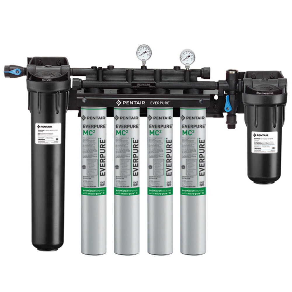 Everpure EV9437-10 High Flow CSR Quad-MC2 Water Filtration System with Pre-Filter - 0.2 Micron and 6.7 GPM