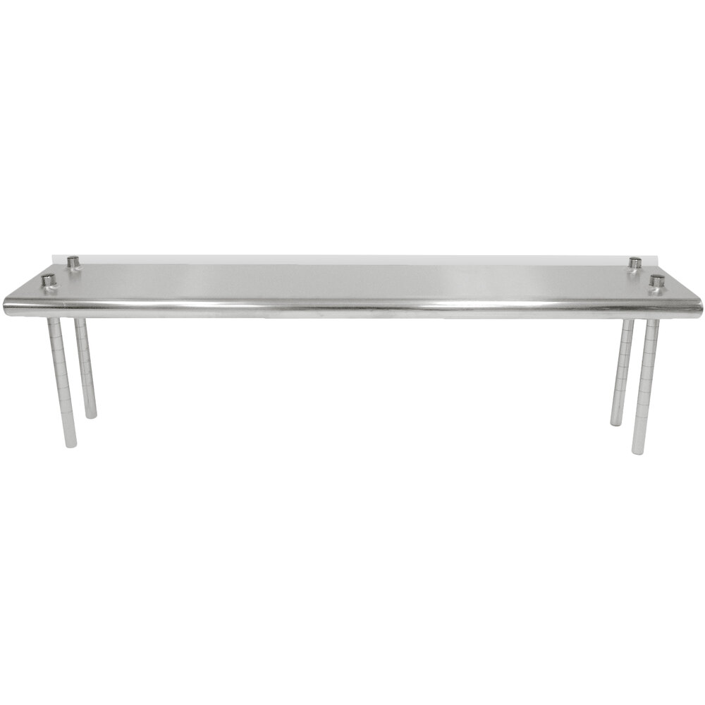 Advance Tabco TS-12-60R 12" x 60" Table Rear Mounted Single Deck Stainless Steel Shelving Unit - Adjustable with 1" Rear Turn-Up