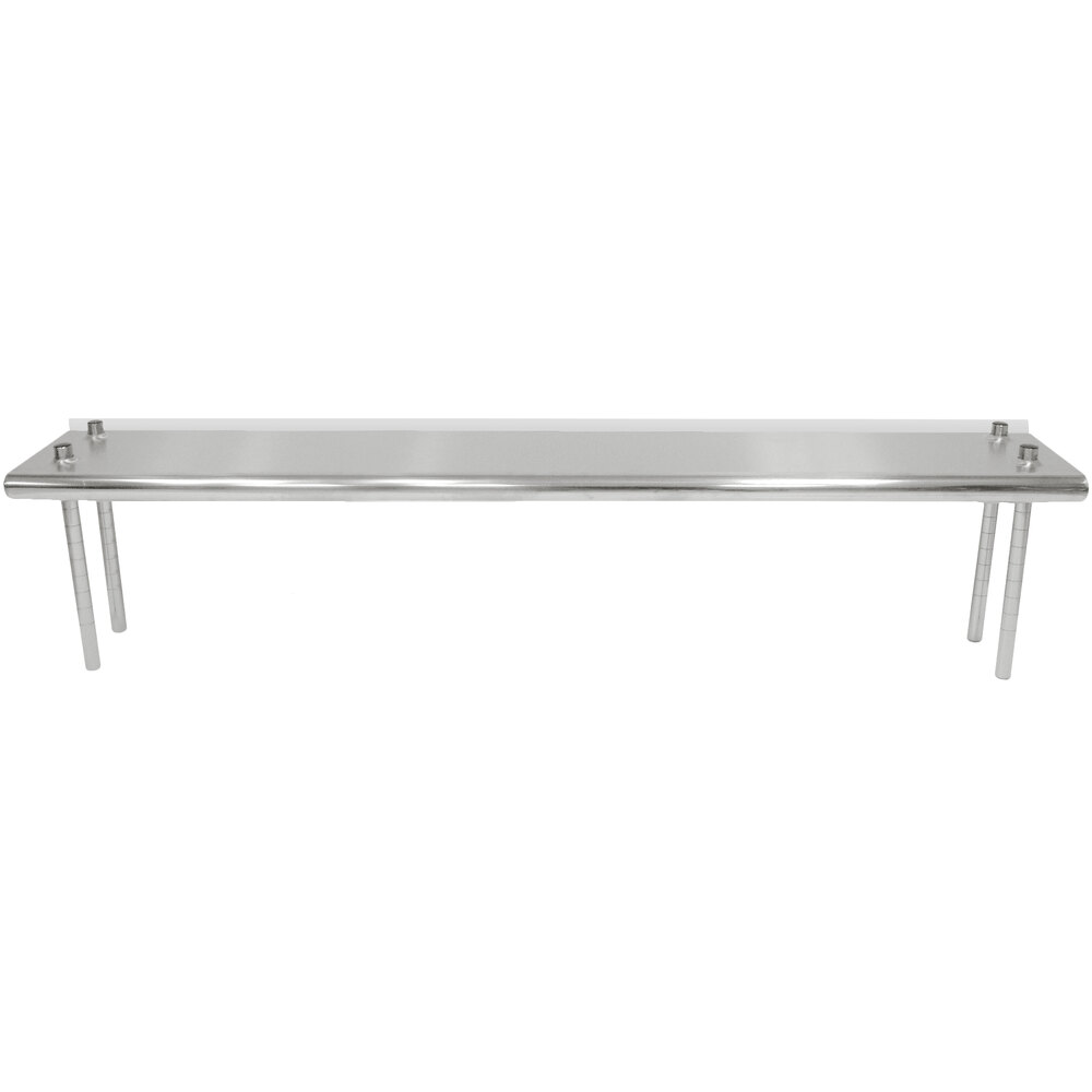 Advance Tabco TS-12-84R 12" x 84" Table Rear Mounted Single Deck Stainless Steel Shelving Unit - Adjustable with 1" Rear Turn-Up