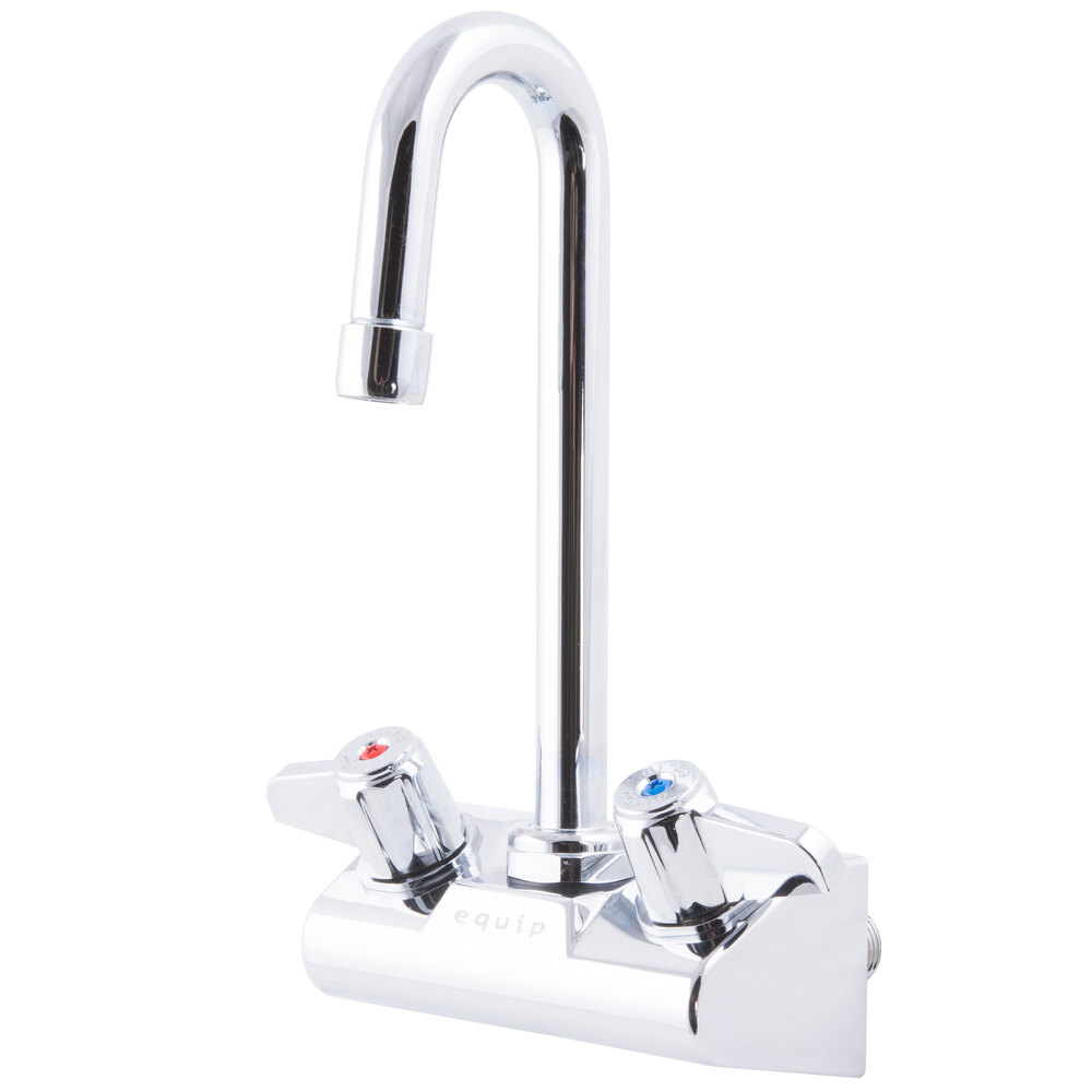 Equip by T&S 5F-4WLX03-VF05 Wall Mounted Faucet with 2 13/16" Gooseneck Spout, 4" Centers, 0.5 GPM Non-Aerated Spray Device, and Lever Handles