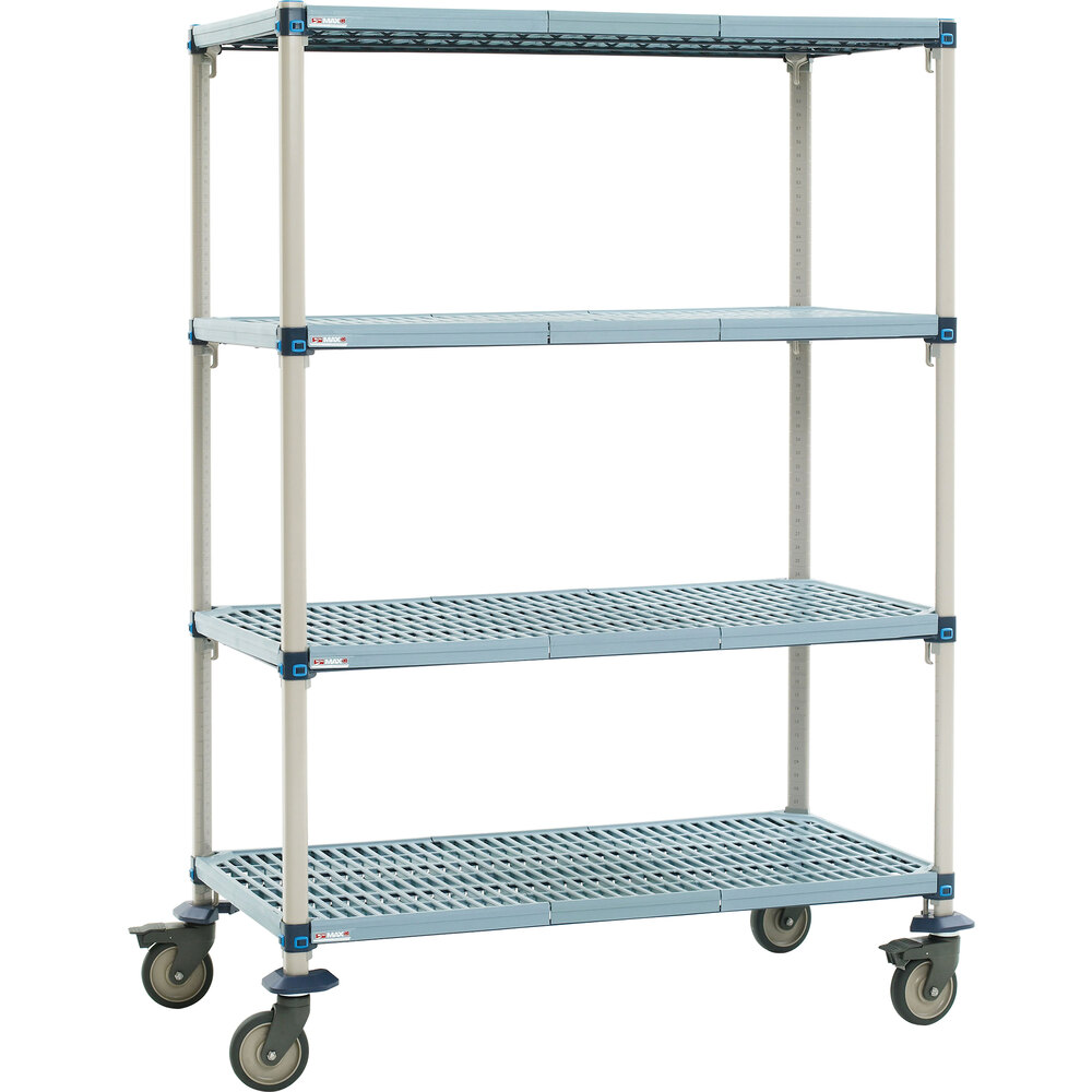 Metro X556EGX3 MetroMax i Open Grid Shelf Cart with Polyurethane Casters - 24" x 48"