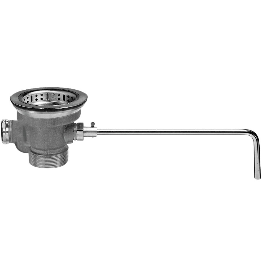 Fisher 22411 DrainKing Brass Lever Handle Waste Valve with 3 1/2" Sink Opening, 1 1/2" / 2" Drain Opening, Basket Strainer, and Overflow Port