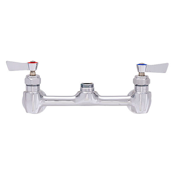 Fisher 23698 Wall Mounted 1/2" Stainless Steel Faucet Base with 8" Centers, Check Stems, Swivel Outlet, and Lever Handles