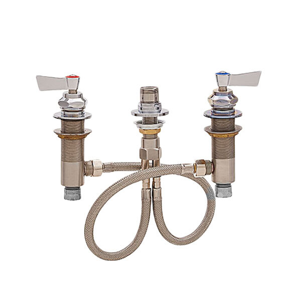 Fisher 70173 Widespread Deck Mount Faucet Base with 1/2" Control Valves, Swivel Stems, and Lever Handles