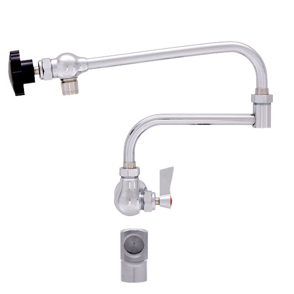 Fisher 54836 Wall Mounted Stainless Steel Pot Filler with 24 1/2" Double-Jointed Swing Nozzle, 5 GPM Flow, Lever Handle, and Elbow