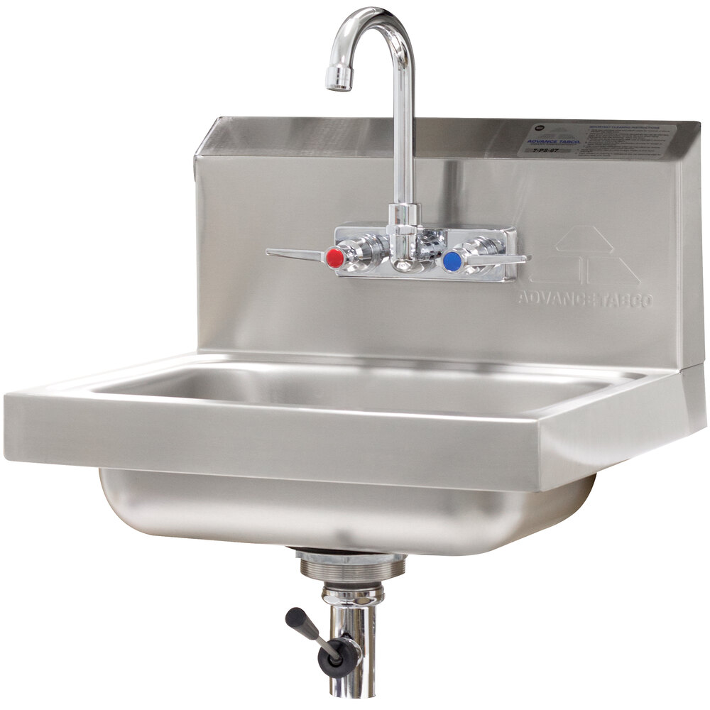 Advance Tabco 7-PS-67 Hand Sink with Splash Mount Faucet and Lever Operated Drain - 17 1/4" x 15 1/4"