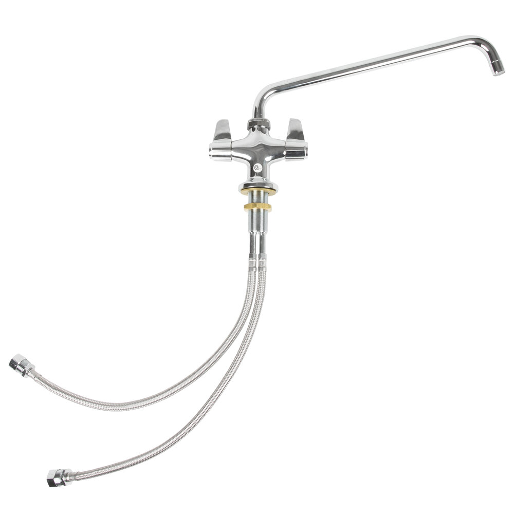 Equip by T&S 5F-2SLX14 Single Hole Deck Mounted Faucet with 14 1/8" Swing Spout, Flex Inlets, 4.65 GPM Laminar Flow Device, Cerama Cartridges, and Lever Handles