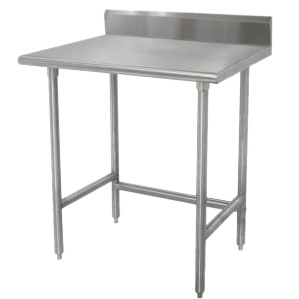 Advance Tabco TKSLAG-300 30" x 30" 16-Gauge 430 Stainless Steel Economy Work Table with 5" Backsplash
