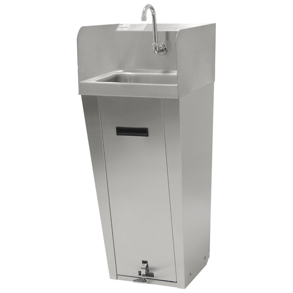 Advance Tabco 7-PS-96 Hands Free Hand Sink with Pedestal Base and Side Splashes