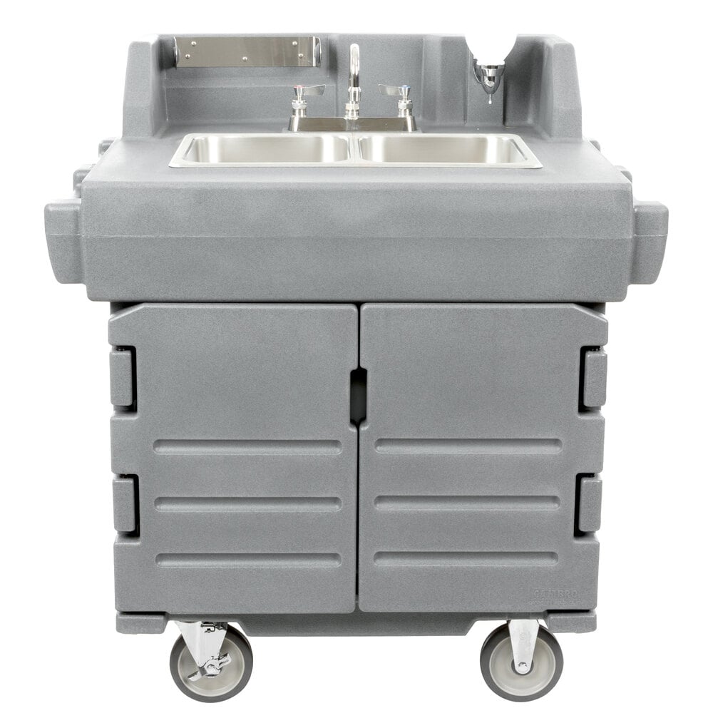 Cambro KSC402191 Granite Gray CamKiosk® Portable Self-Contained Hand Sink Cart - 110V