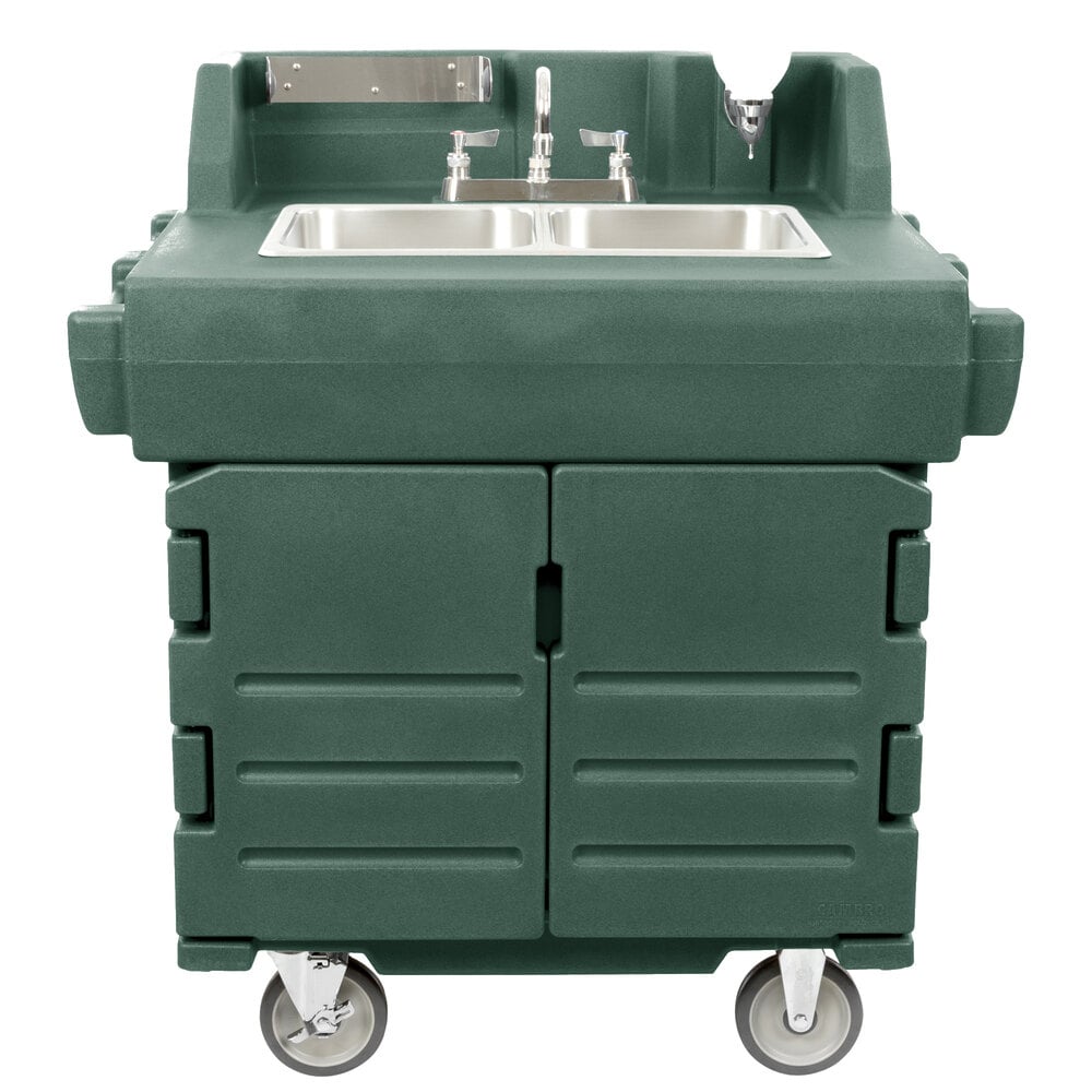 Cambro KSC402192 Granite Green CamKiosk® Portable Self-Contained Hand Sink Cart - 110V