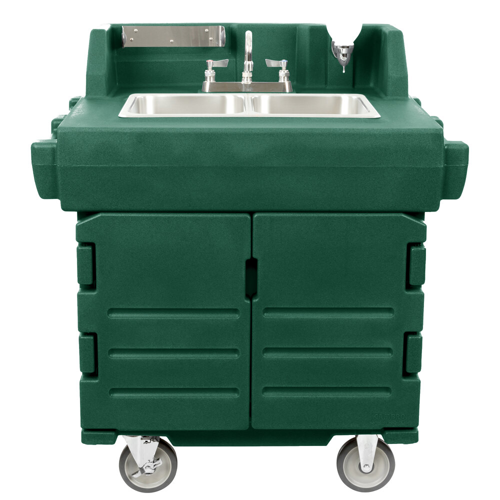 Cambro KSC402519 Green CamKiosk® Portable Self-Contained Hand Sink Cart - 110V