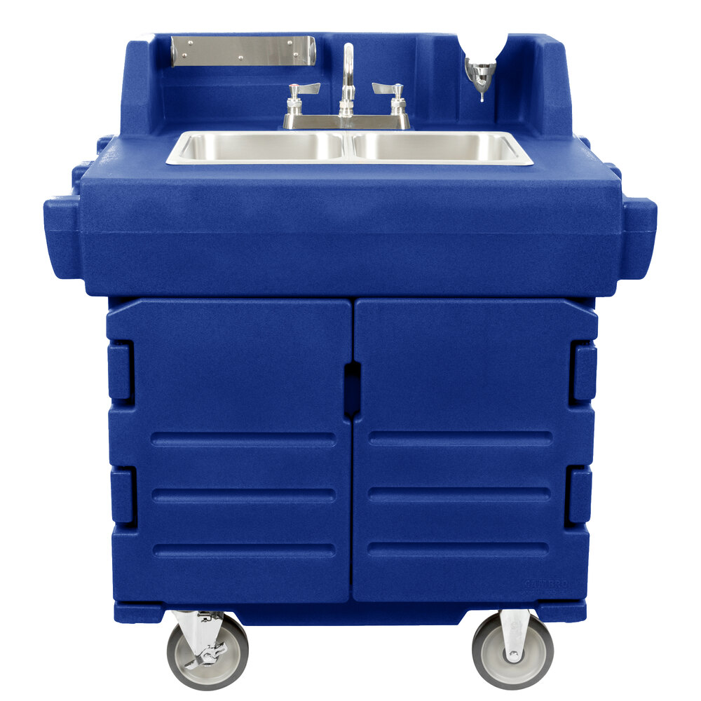Cambro KSC402186 Navy Blue CamKiosk® Portable Self-Contained Hand Sink Cart - 110V
