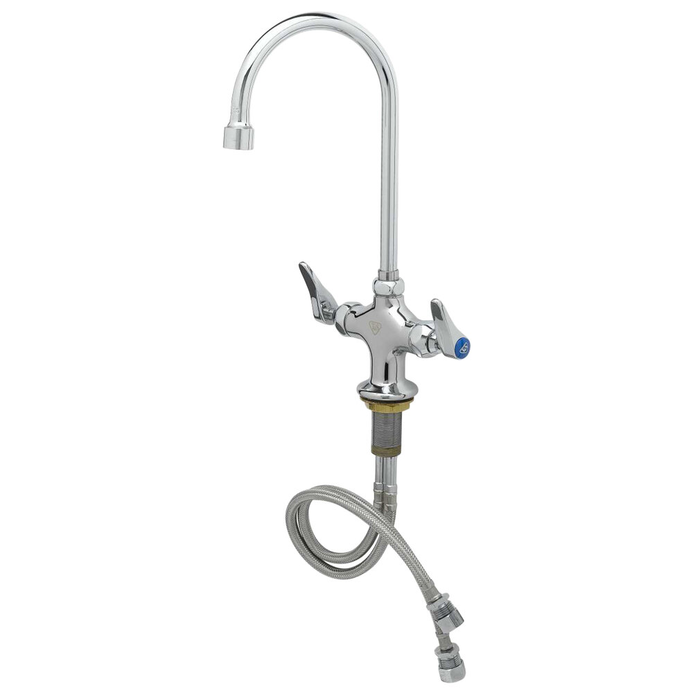 T&S B-0300-VR-WS Deck Mounted Pantry Faucet with 5 3/4" Gooseneck Nozzle, 1.5 GPM Aerator, Eterna Cartridges, and Lever Handles