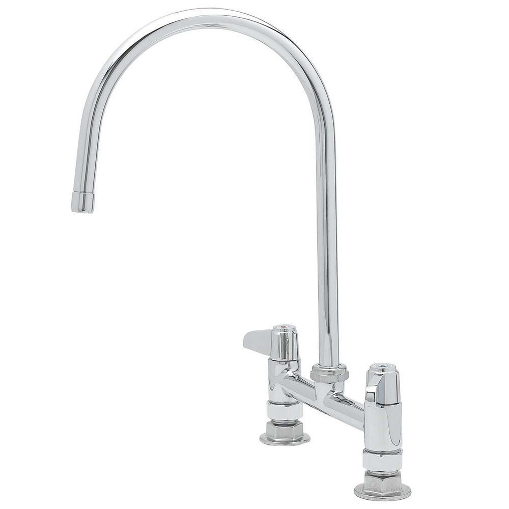 Equip by T&S 5F-8DLS09 Deck Mounted Faucet with 9" Gooseneck Spout, 8" Centers, Laminar Flow Device, and Lever Handles