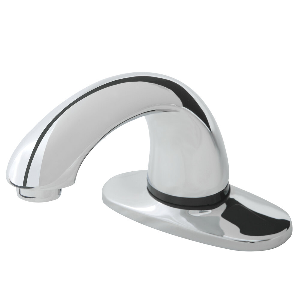 Rubbermaid® 1782743 Milano Chrome 4" Center Set Deck Mounted Hands-Free Sensor Faucet with 3 3/4" Spout, Mixing Valve, and Supply Hoses