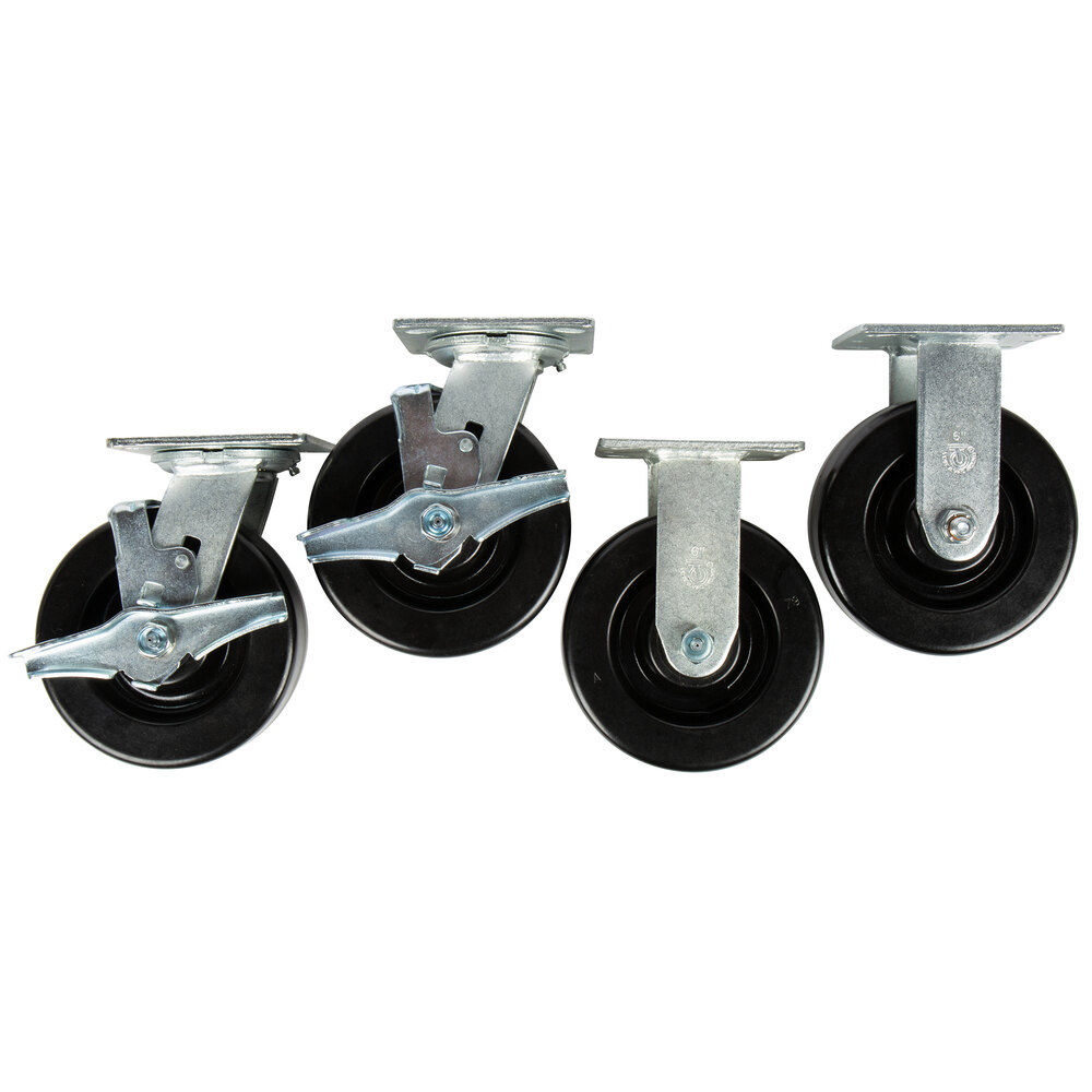 6" Swivel / Rigid Plate Casters Convection Ovens - 4/Set