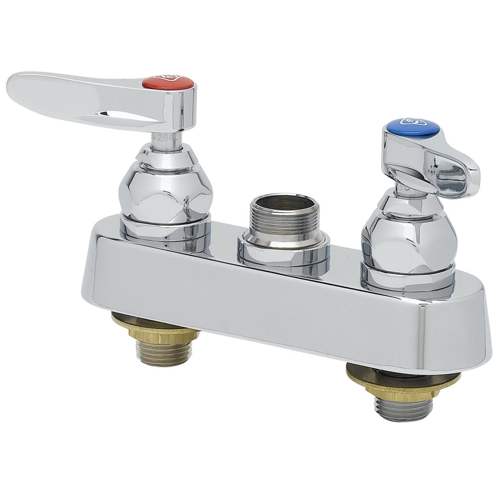 T&S B-1110-XS-LN Deck Mount Workboard Faucet Base with 4" Centers, Escutcheon, and Tailpieces