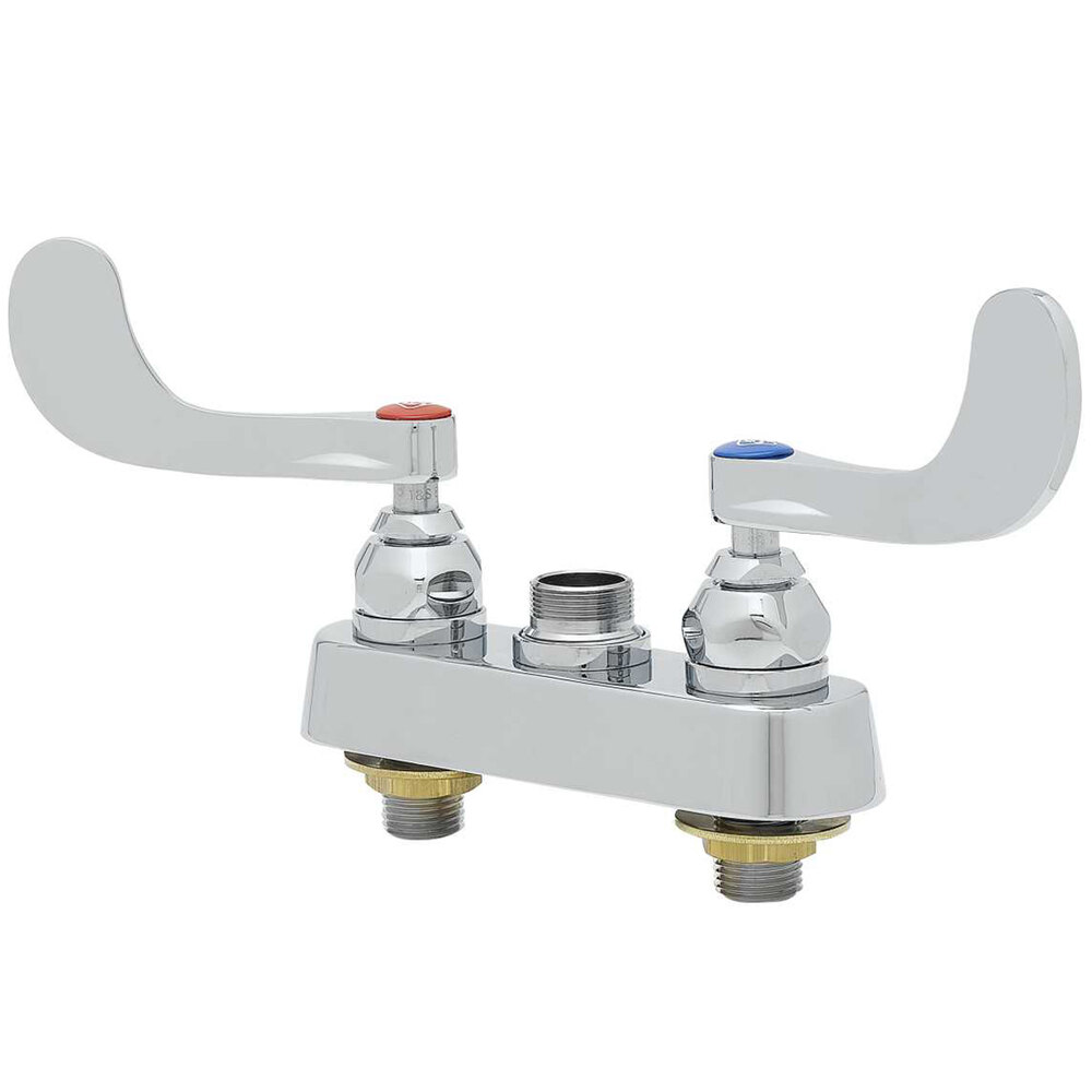 T&S B-1110-LN-WH4 Deck Mount Workboard Faucet Base with 4" Centers, 4" Wrist Action Handles, and Tailpieces