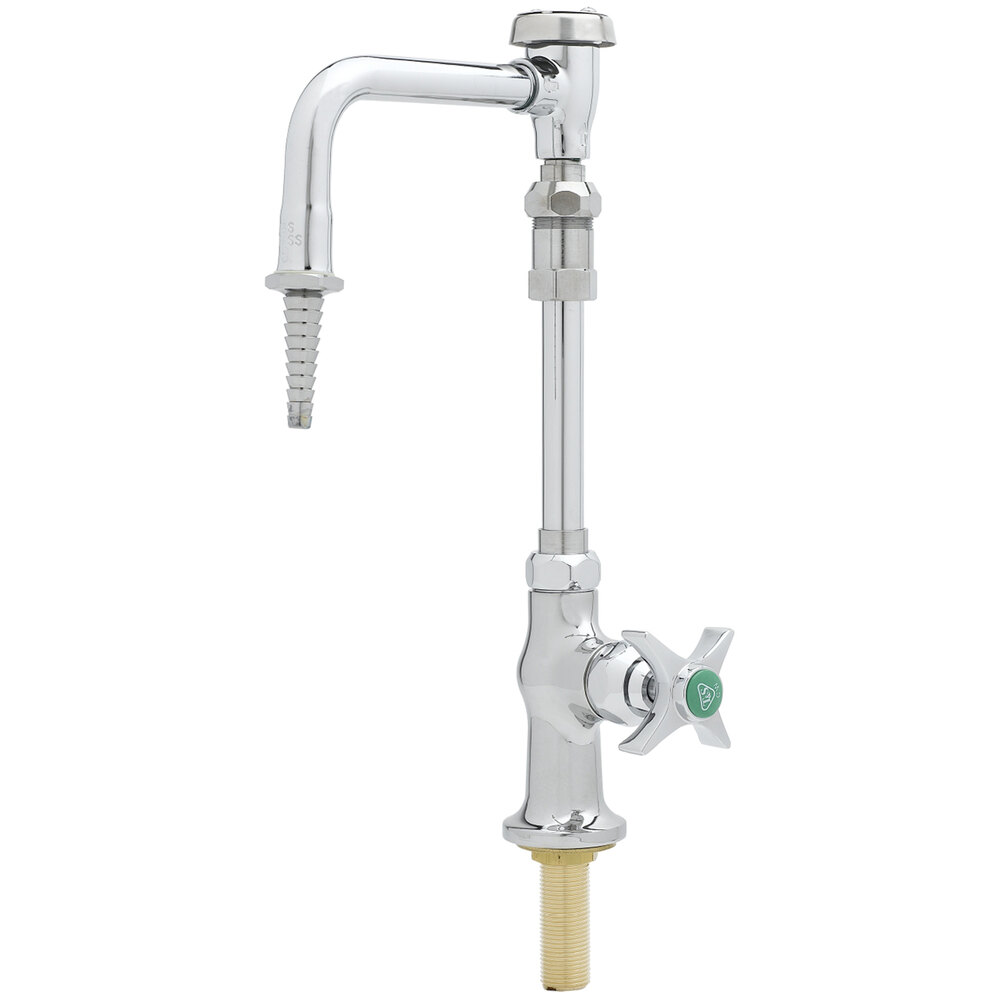 T&S BL-5705-09 Single Temperature Laboratory Faucet with 5 11/16" Gooseneck Spout, Serrated Tip, 4 Arm Handle, and Vacuum Breaker