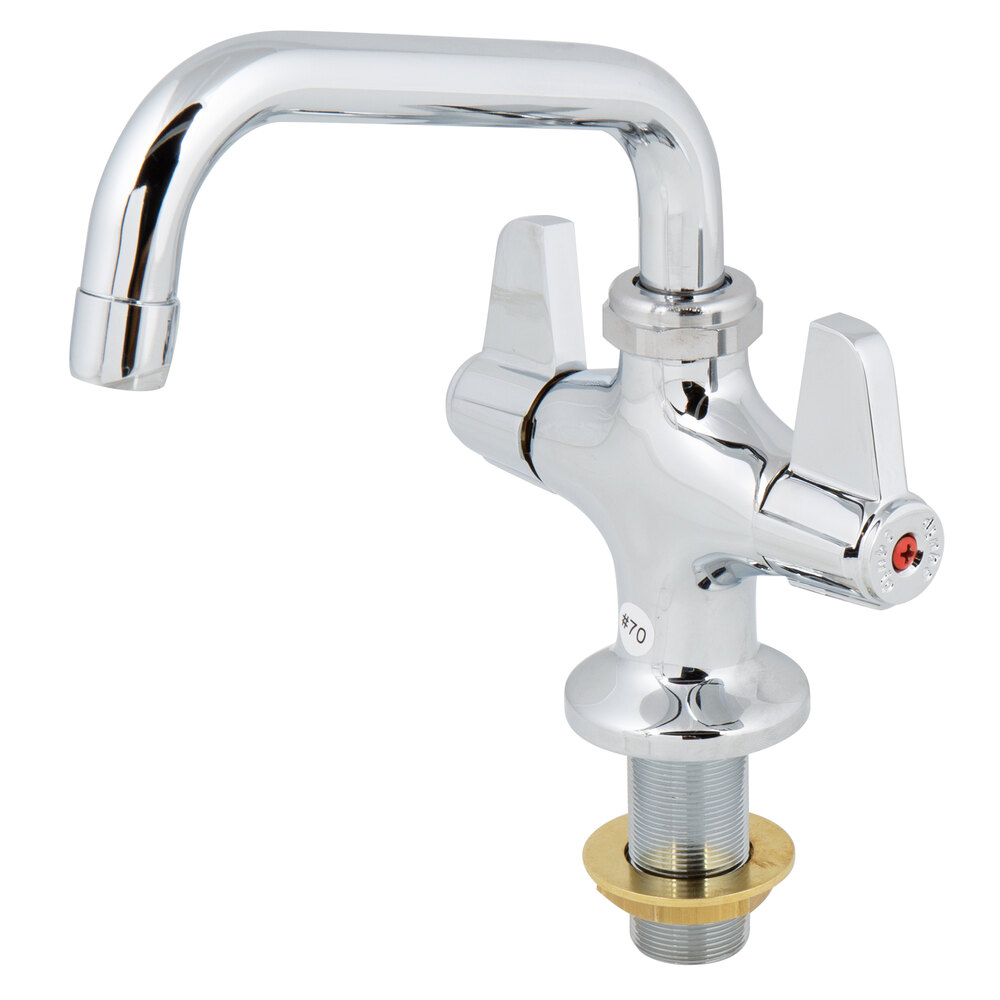 Equip by T&S 5F-2SLF06 Deck Mounted Single Hole Faucet with Flex Inlets, 6 1/8" Swing Spout, Laminar Flow Device, Cerama Cartridges, and Lever Handles