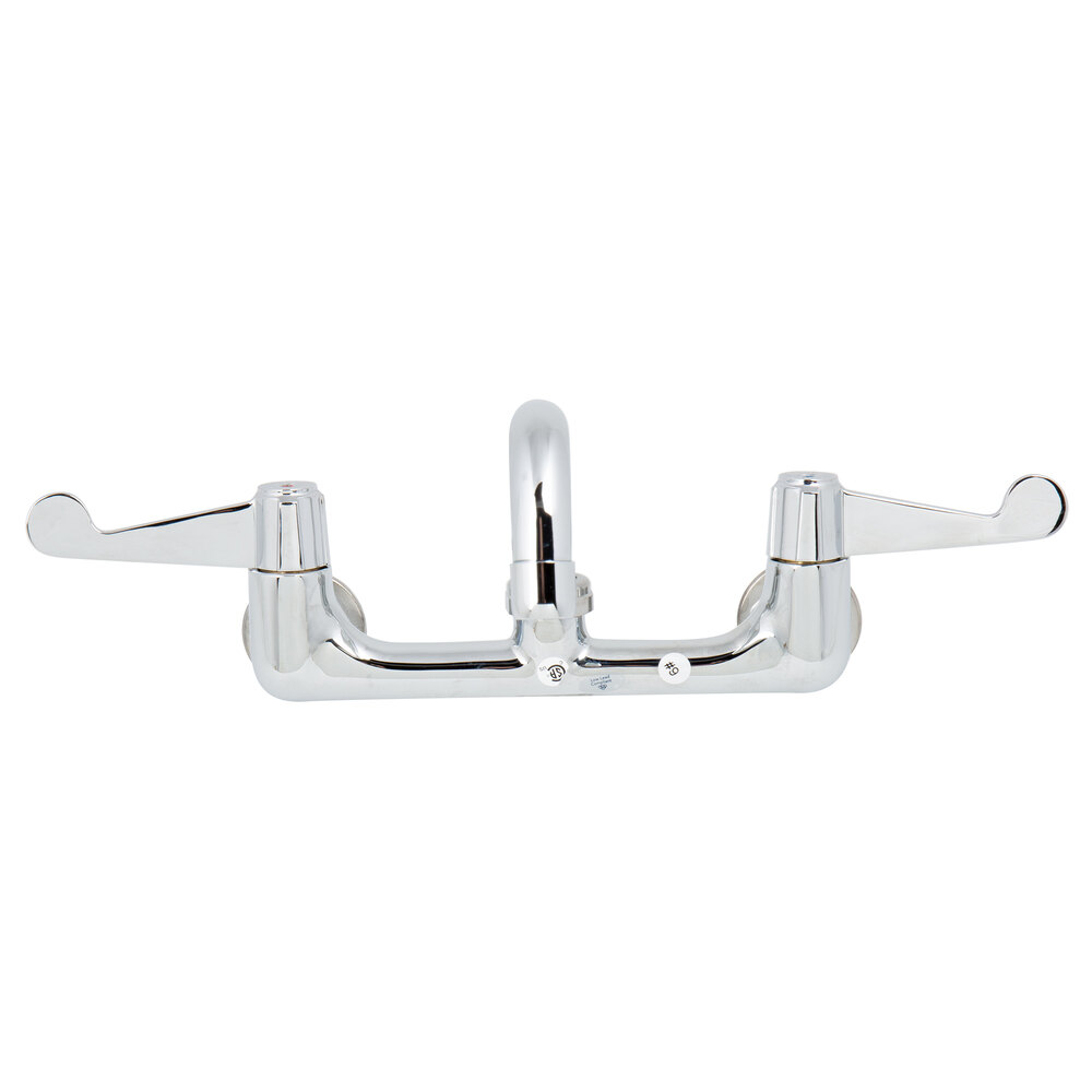 Equip by T&S 5F-8WWB10 Wall Mounted Faucet with Adjustable 8" Centers, 10 1/8" Swing Spout, Laminar Flow Device, Cerama Cartridges, and Wrist Handles