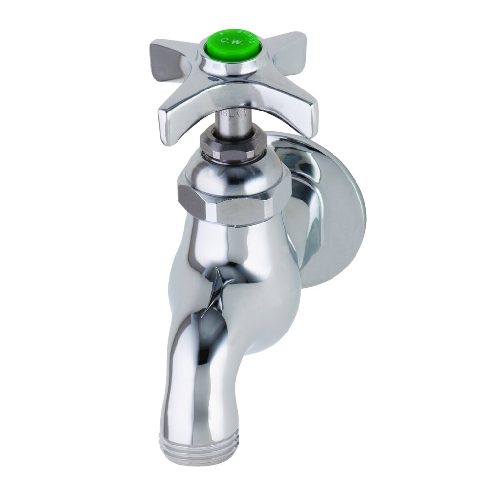 T&S BL-5800-03 Wall Mount Laboratory Faucet with Cast Spout, Garden Hose Outlet, Eterna Cartridge, and 4-Arm Handle