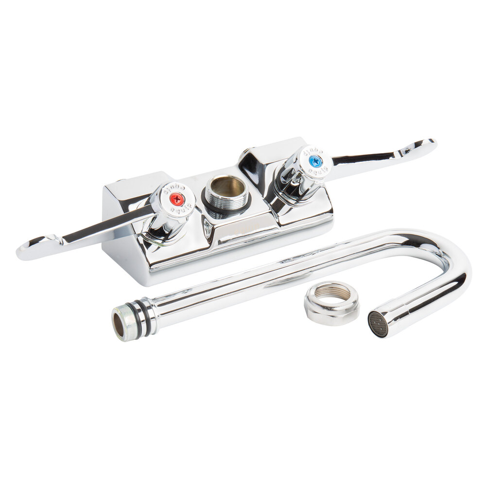 Equip by T&S 5F-4WWX03 Wall Mounted Faucet with 2 13/16" Gooseneck Spout, 4" Centers, 2.2 GPM Aerator, and Wrist Handles