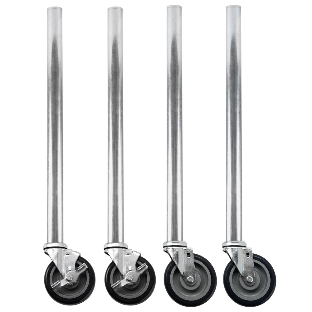 Regency 34" Galvanized Steel Legs with Casters for Work Tables with Galvanized Legs - 4/Set