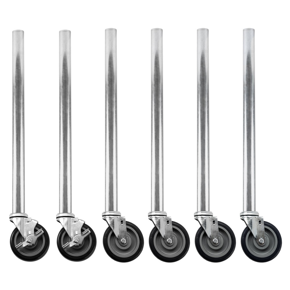 Regency 34" Galvanized Steel Legs with Casters for Work Tables with Galvanized Legs - 6/Set