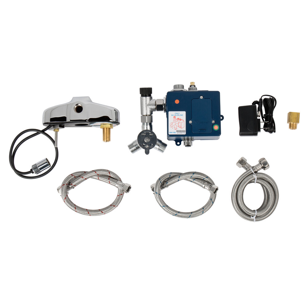 T&S EC-3105-LN Wall Mounted ChekPoint Hands-Free Sensor Faucet Base with 4" Centers, No Spout, and Supply Lines