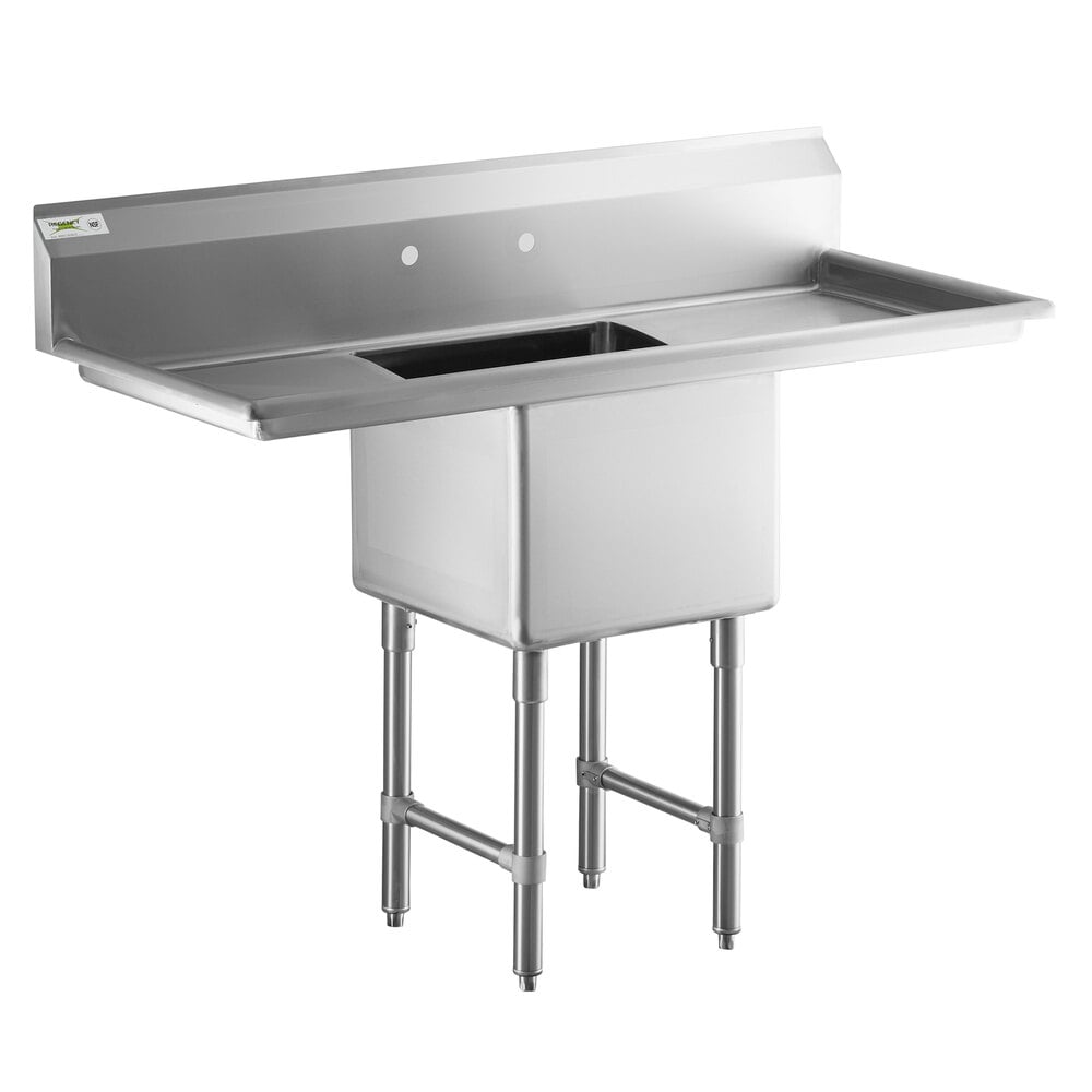 Regency 54" 16-Gauge Stainless Steel One Compartment Commercial Sink with 2 Drainboards - 18" x 18" x 14" Bowl