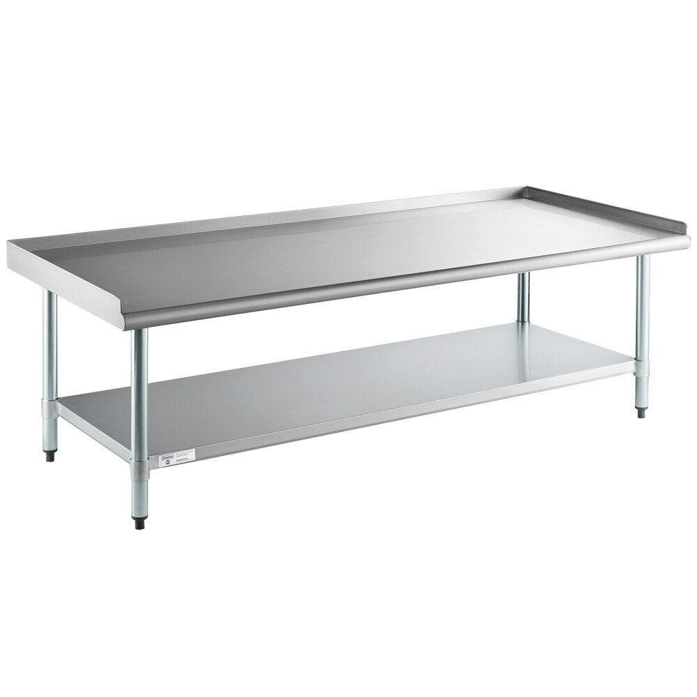 Steelton 30" x 72" 18-Gauge Stainless Steel Equipment Stand with Undershelf and Galvanized Legs