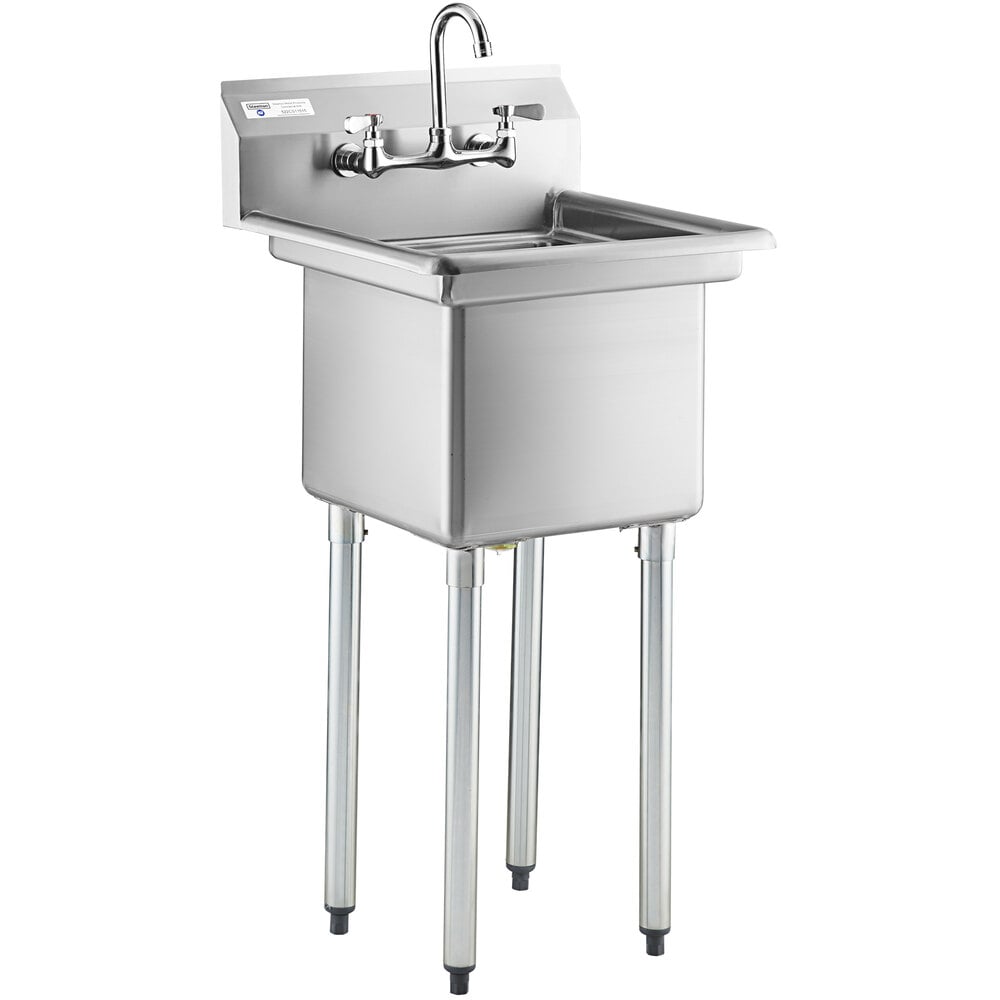 Steelton 20 1/2" 18-Gauge Stainless Steel One Compartment Commercial Sink with Faucet - 15" x 15" x 12" Bowl