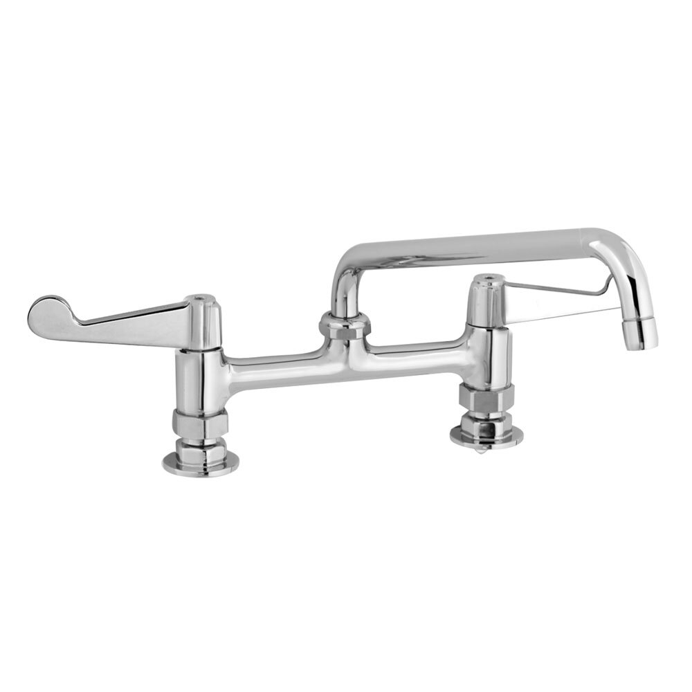 Equip by T&S 5F-8DWS14 Deck Mount Mixing Faucet with Wrist Action Handles and 14 1/8" Swing Nozzle on 8" Centers