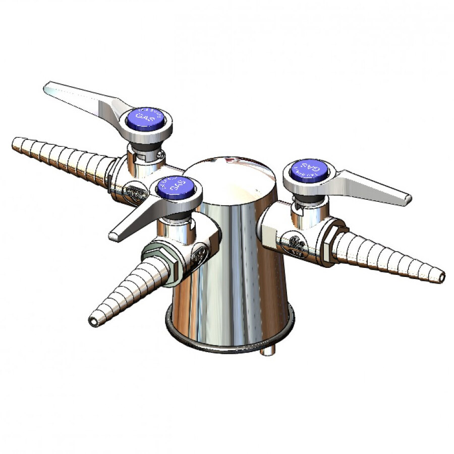 T&S BL-4203-03 Vandal-Resistant Lab Turret with 3 Hose Cocks