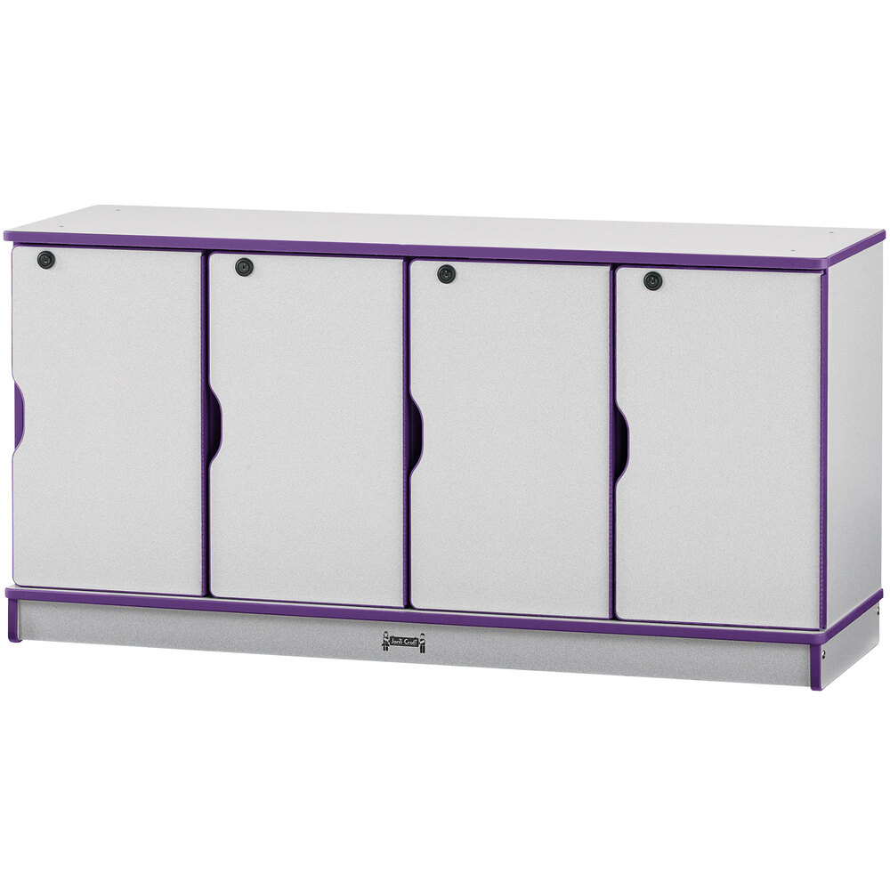 Rainbow Accents 4688JC004 48 1/2" x 15" x 24" Locking 4-Section Purple TRUEdge Freckled-Gray Single Stack Laminate Locker