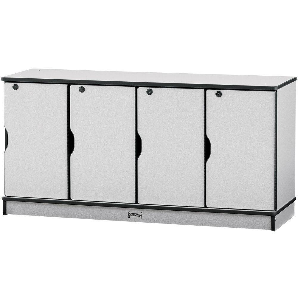 Rainbow Accents 4688JC180 48 1/2" x 15" x 24" Locking 4-Section Black TRUEdge Freckled-Gray Single Stack Laminate Locker