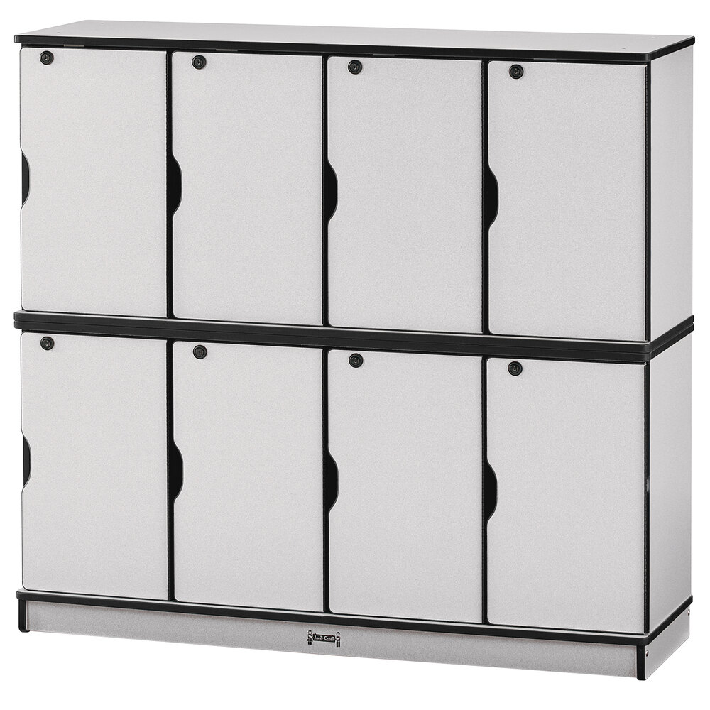 Rainbow Accents 4696JC180 48 1/2" x 15" x 45 1/2" Locking 8-Section Black TRUEdge Freckled-Gray Double Stack Laminate Locker