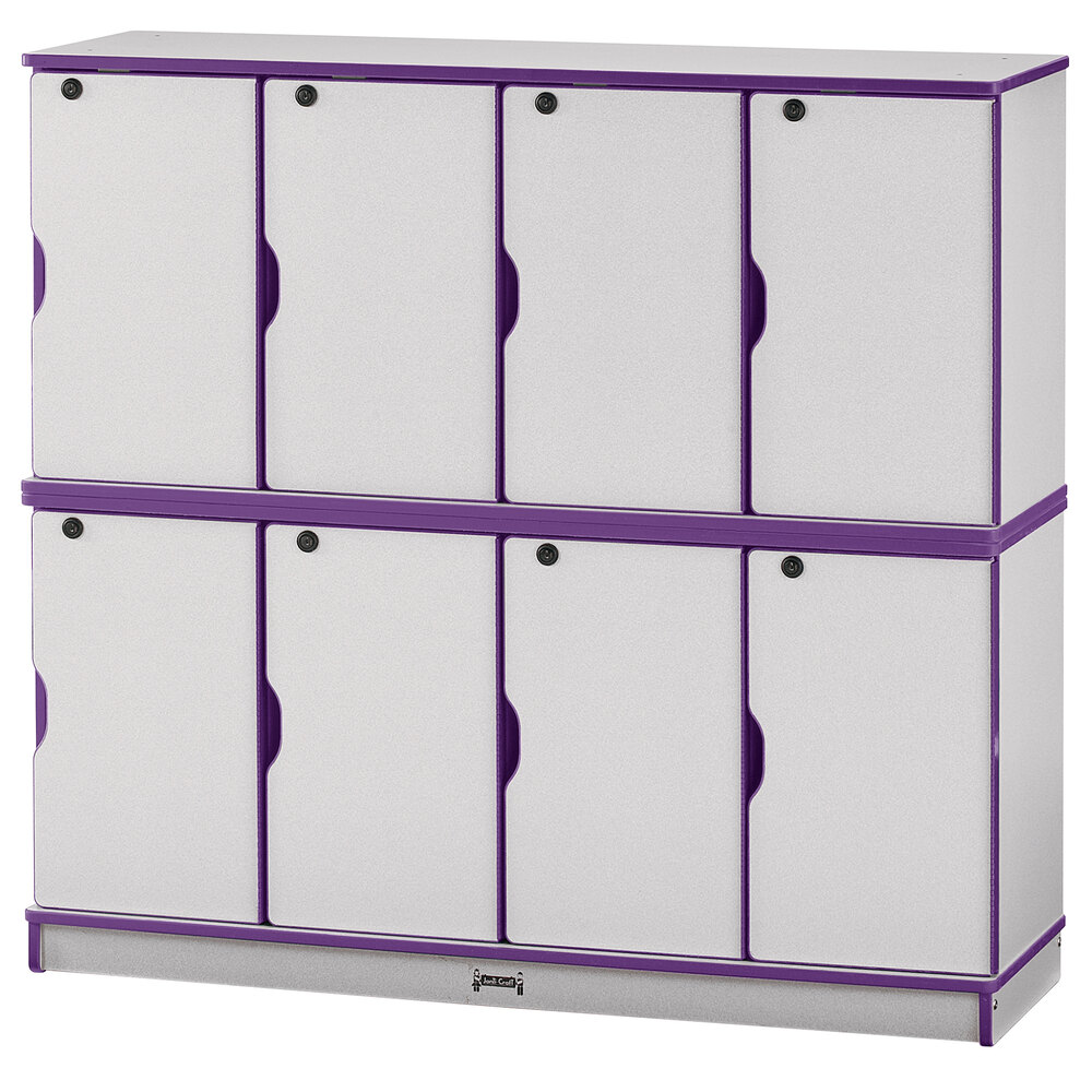 Rainbow Accents 4696JC004 48 1/2" x 15" x 45 1/2" Locking 8-Section Purple TRUEdge Freckled-Gray Double Stack Laminate Locker